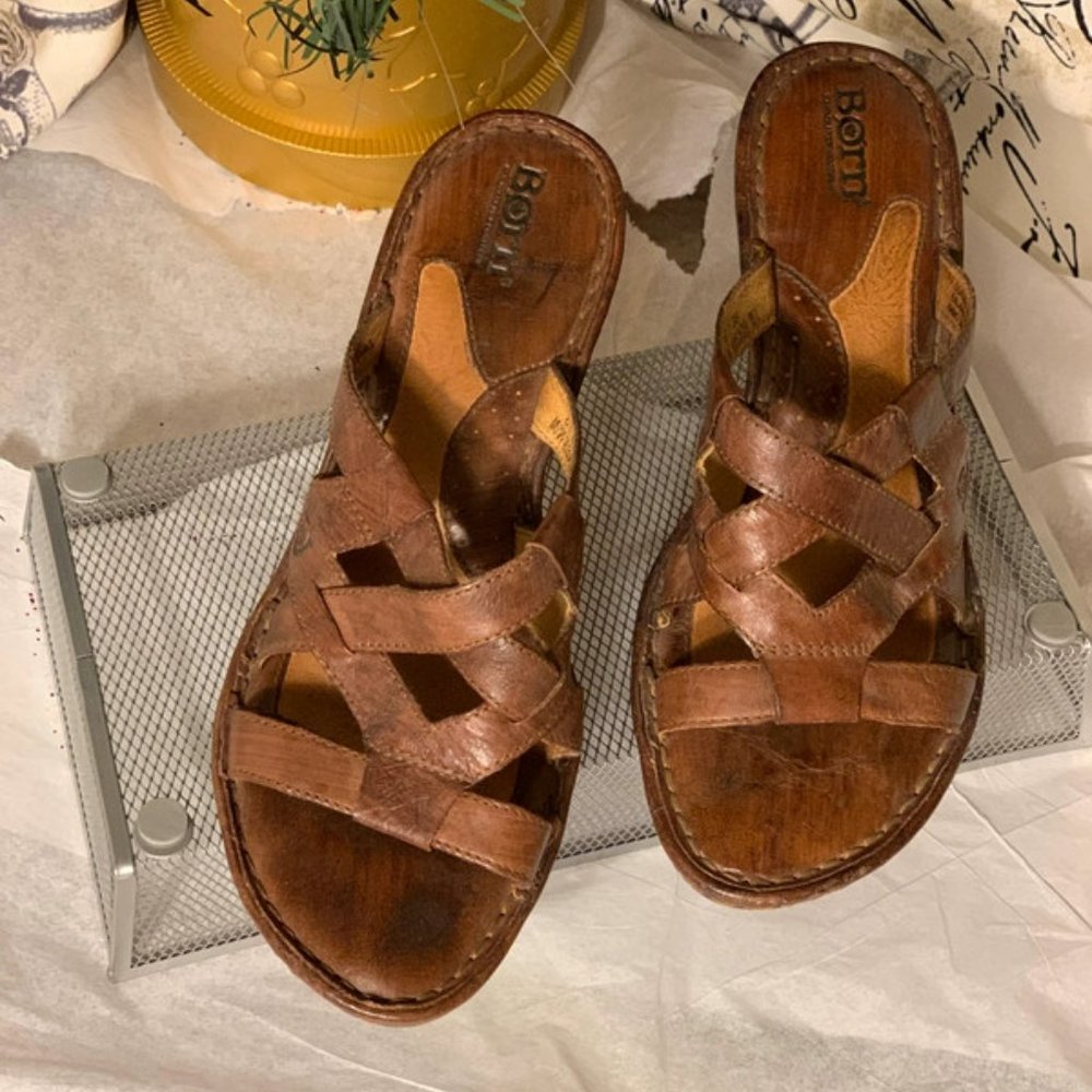 Women's Born Leather Wedge Sandals Size 7